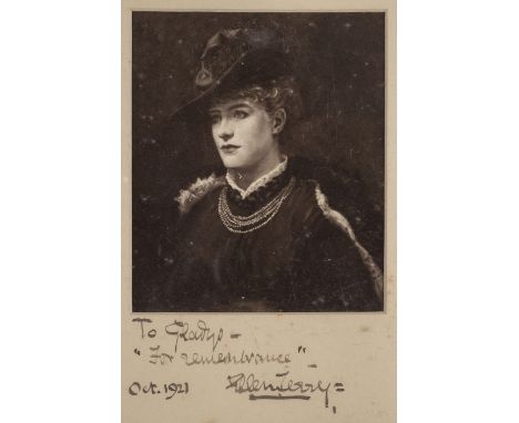 *Terry (Ellen, 1847-1928, actress). Sepia toned gelatine silver print photograph of Ellen Terry, half-length portrait of Elle
