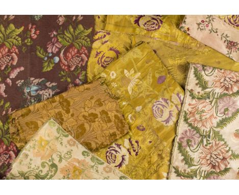 *Spitalfields. A small collection of Spitalfields silk fragments, mid to late 18th century,  fourteen pieces of brocade, vari