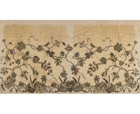 *[Henrietta, Maria, Queen Consort of Charles I, 1609-69]. Embroidered apron panel, English, early-mid 17th century,  a large 