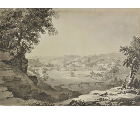 *Halfpenny (Joseph, 1748-1811). View of Thorp Arch and the River Wharfe, Yorkshire, 1788,  pen and black ink with brown wash 