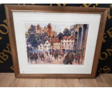 A LIMITED EDITION SIGNED COLOUR PRINT AFTER ALAN SMITH PAGE HOUSE OF TIDES QUAYSIDE NO 2/100 39 X 52CM