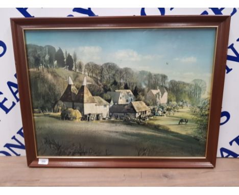A COLOUR PRINT AFTER ROWLAND HILDER FARMHOUSE SCENE