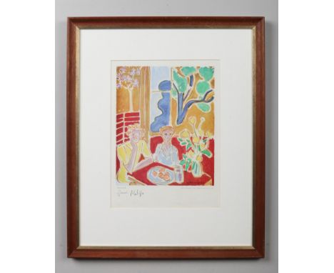 Henri Matisse (1869-1954) framed print signed in pencil. Titled Deux Fillettes, Fond Juane Et Rouge. Published by Draeger 194