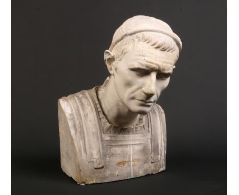 A Victorian plaster head and shoulders portrait bust of the Roman Emperor Julius Caesar, 52cm.Condition report intended as a 