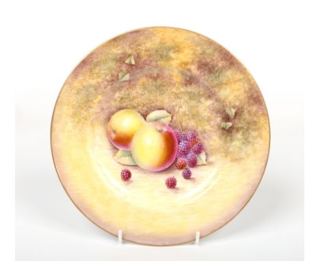 A Royal Worcester plate by S. Smith. Painted with apples and blackberries. Signed, printed black Strathmore mark, 23.5cm diam