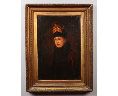 Victorian school, large gilt framed oil on canvas. Portrait of a young lady, 75cm x 50cm.Condition report intended as a guide