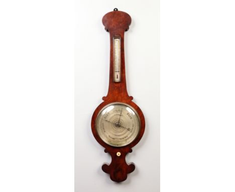 A Regency mahogany banjo barometer with silvered dials, 102cm.Condition report intended as a guide only.Mercury tube intact. 