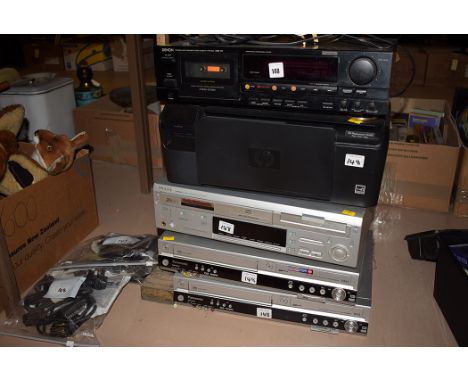 Two Panasonic DMR-EZ45V DVD and video players; a Philips CDR802 audio CD recorder; a Denon Precision audio/stereo cassette ta