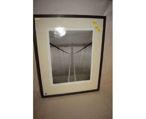 Ian Beesley a limited edition photographic print "The Humber Bridge", signed and dated 2003, stained wood frame.