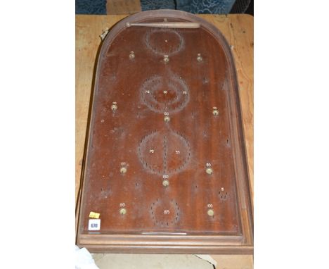 A 'Corinthian' bagatelle board and balls, in original cardboard box (wood wormed).