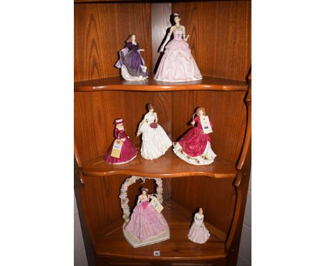 Royal Worcester figurines: "A Magical Encounter, Limited Edition", by Elizabeth Emanuel, floral ladies, 'January', 'February'