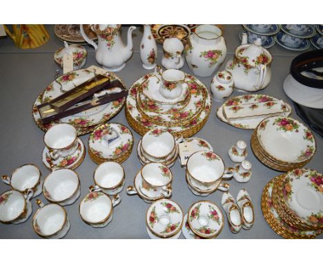 A Royal Albert 'Old Country Rose' pattern part dinner, tea and coffee service, to include: dinner plates, teapot and coffee p