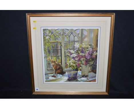 A limited edition signed colour print by Perri Duncan - "On the sill", No.143/550, label verso.