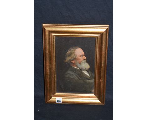 An oil painting - 19th Century British School, a bust portrait of a gentleman with a grey beard. 