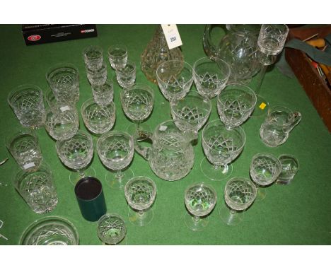Miscellaneous; cut drinking glasses; jugs; a decanter; etc.