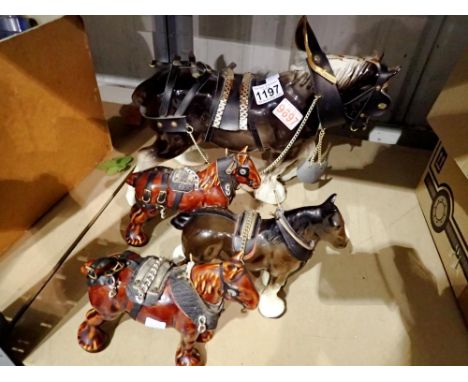 Four ceramic working horses including a Melba example. Not available for in-house P&amp;P 