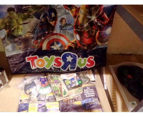 DC/Marvel Toys R Us bag, Batman and Superman laminates, McDonalds toys and keyrings. Not available for in-house P&amp;P