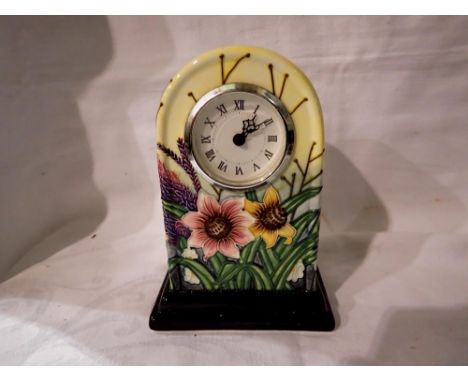 Old Tupton Ware, tubelined ceramic mantel clock, H: 17.5cm. UK P&amp;P Group 2 (£20+VAT for the first lot and £4+VAT for subs