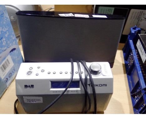 Mikomi DAB radio and a Bose speaker with docking port. All electrical items in this lot have been PAT tested for safety and h