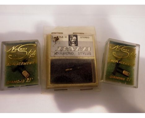 Three record player styluses. UK P&amp;P Group 1 (£16+VAT for the first lot and £2+VAT for subsequent lots) 