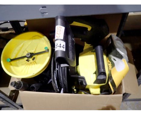 Boxed Karcher K3 jet wash with accessories. All electrical items in this lot have been PAT tested for safety and have passed.