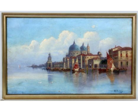 PACHER, R.20.Jh. Blick auf die Kirche Santa Maria della Salute in Venedig. Öl/Lwd., signiert. 40x67cm, Ra.