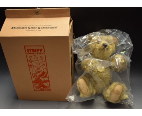 A Steiff  Teddy bear, Classic 1920s style, blonde mohair, with growler, yellow ear tag, still sealed as new, boxed