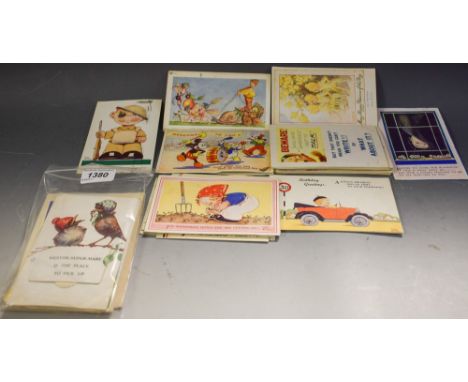 Postcards - eight assorted Mabel Lucie Attwell Humerous cards;  others Tempest, Lawson Wood, Margaret W Tarrant;  W R Ellam; 