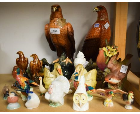 Ceramics - a Beswick Golden Eagle Beneagles Whisky decanter; another, Whyte and Mackay; others smaller; a Royal Worcester Owl