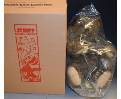 A Steiff  Teddy bear,  Classic 1920s style, brown mohair, with growler, yellow ear tag, still sealed as new, boxed