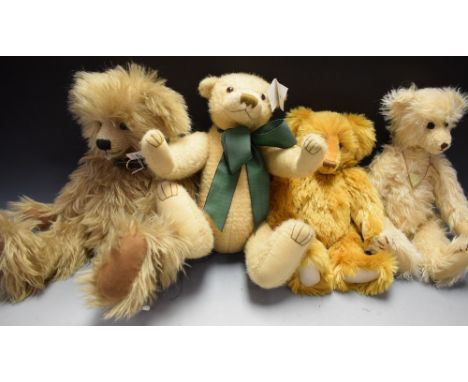 Teddy Bears - a Cathy Hudson Hand Crafted Berkswell Bear, mohair body, glass eyes, pivot joints, leather collar, 48cm high;  