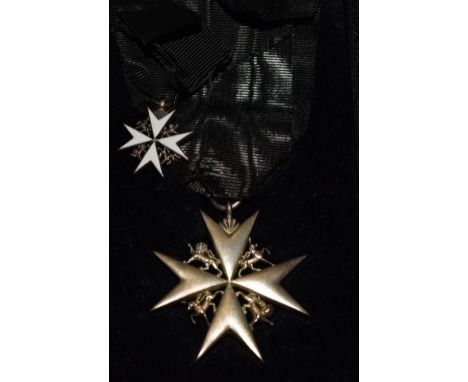 A cased Order of St John, together with enamel miniature