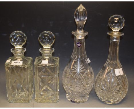 An Edinburgh cut glass crystal decanter and stopper; three other cut glass decanters (4)