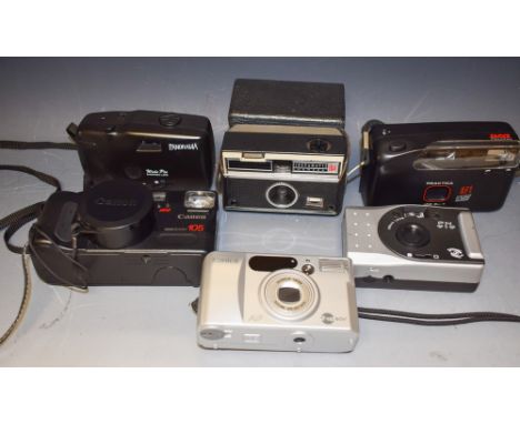 Photographic Equipment - a Canon Sureshot Megazoom 105; a Konica Z-up 60E; a Practika AF1; an Instamatic; etc (quantity)