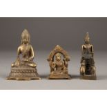 DREI BUDDHA FIGUREN AUS BRONZE