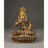 EINE SITZENDE FIGUR VON VAJRASATTVA AUS BRONZE