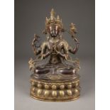 EINE SITZENDE FIGUR VON SHADAKSHARI LOKESHVARA AUS BRONZE