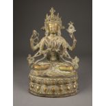 EINE SITZENDE FIGUR VON SHADAKSHARI LOKESHVARA AUS BRONZE