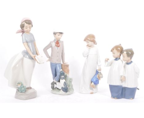 Nao for Lladro - A collection of four 20th century vintage Spanish porcelain Nao figurines to include pair of choir boys, boy