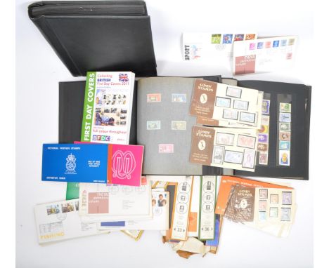 A collection of vintage circa 1940s onwards UK franked and unfranked postage stamps. To include a stamp accessories perforati