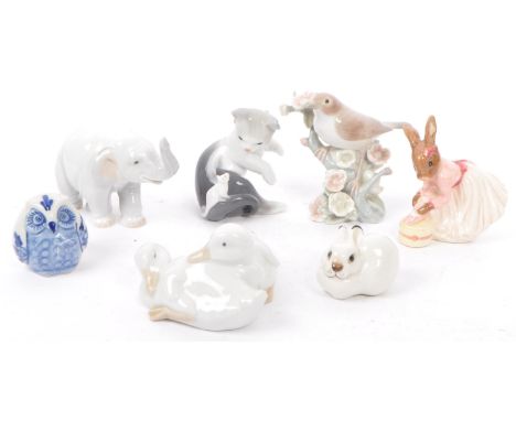 Nao for Lladro - A collection of vintage late 20th century circa 1980s porcelain china figurines. Comprising of, Elephant, Cy