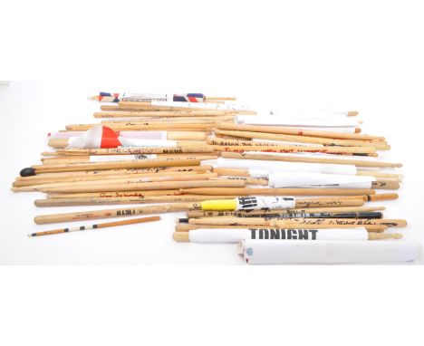 Swindon Music History - A large collection of 50+ 1980's and later&nbsp;signed&nbsp;drumsticks from live performances at Riff