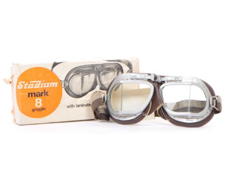 A pair of Stadium mark 8 vintage goggles. With laminated glass lenses and original box. Specially designed for use with all t
