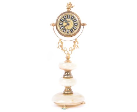 Blessing - A vintage 20th century German alarm clock by Blessing. The clock having gilded enamelled face set within a brass f