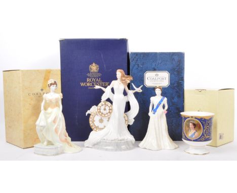 Four vintage 20th century English bone china &amp; ceramics collectibles items / figurines by Coalport and Royal Worcester. T