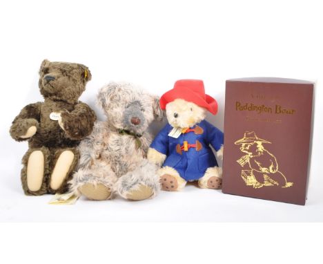 Steiff Teddy Bears - a collection of three assorted soft toy teddy bears, to include a German Steiff made example to include;