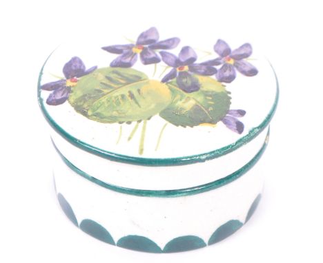 A 19th century Victorian era Wemyss small, lidded trinket pot with foliate decoration to the body, marked for Wemyss to under