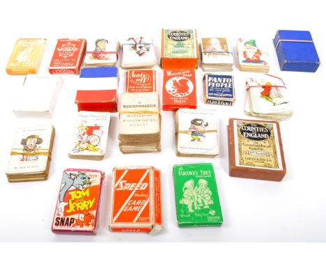 A large collection of early 20th century illustrated playing cards and card games to include Lexicon, Speed, The Faraway Tree