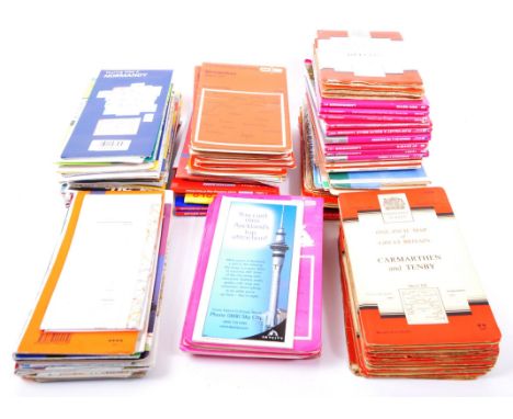 A large collection of Ordinance Survey and Bartholomew's maps mostly of Great Britain to include: One-Inch National Grid Seve