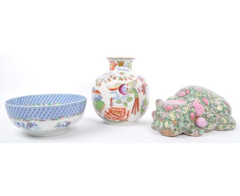 Three pieces of 19th century and later ceramics to include a Copeland Spode fruit bowl in the Portland Vase pattern, a Mason 